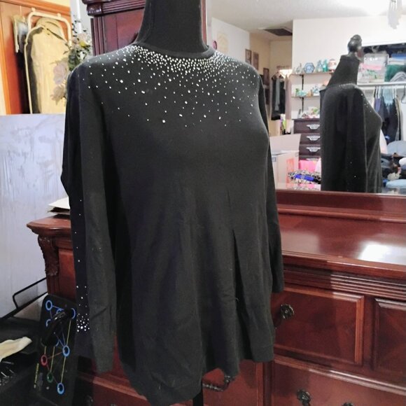 Black Long Sleeve Sequence Blouse - Picture 5 of 6